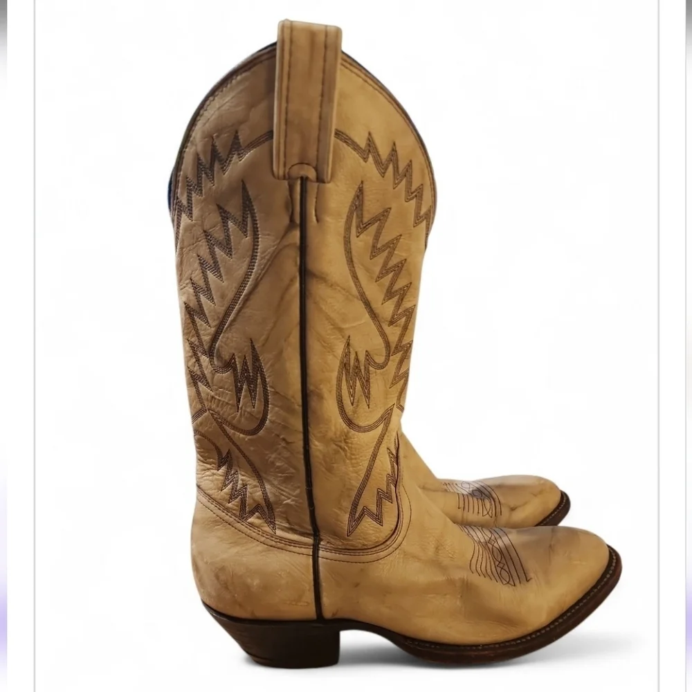 Vintage Miller Stockman Men's Western Leather Cowboy Boots Size 8.5 D USA Made